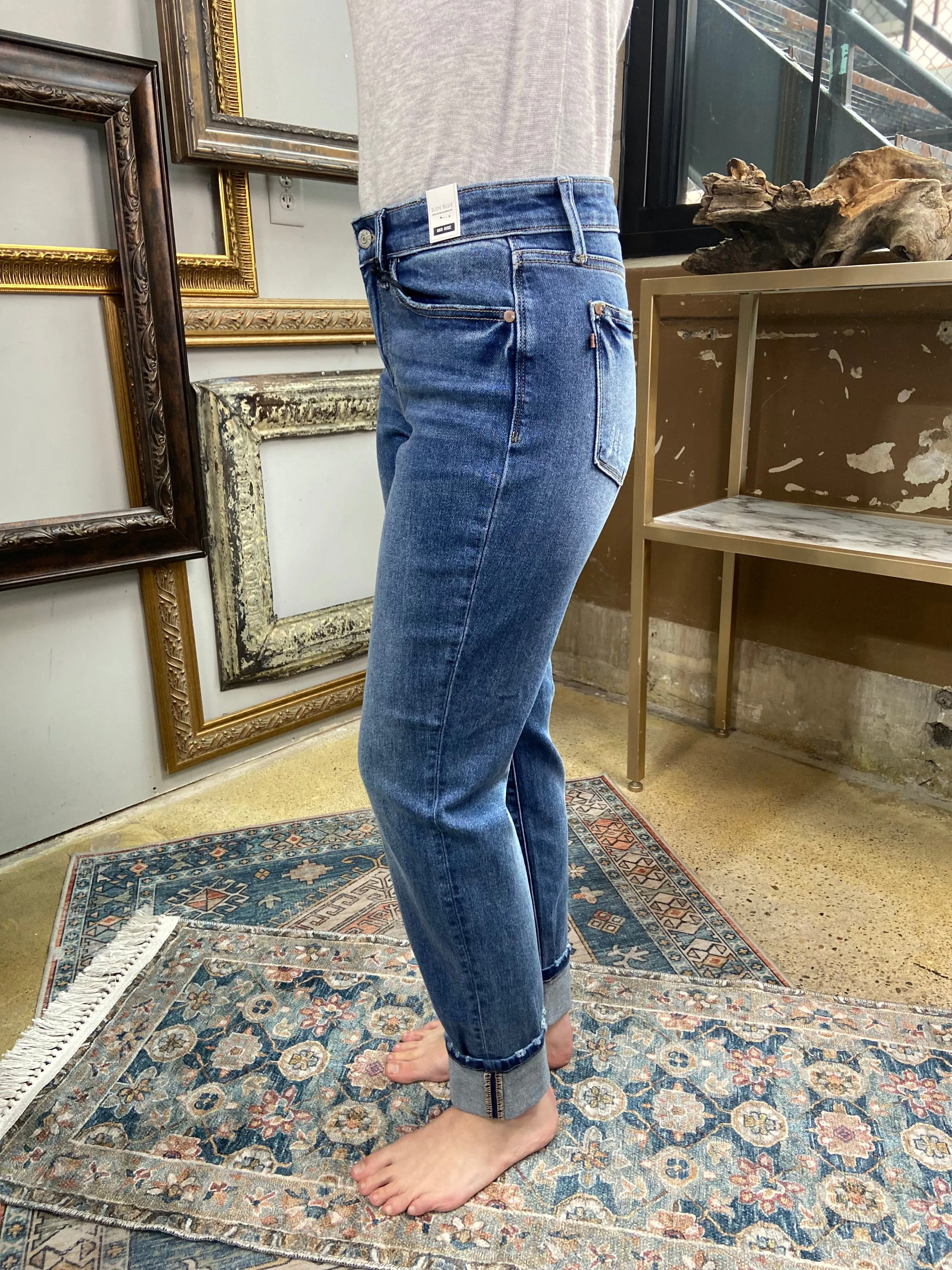 Wesley Judy Blue Boyfriend Jeans with Cuff