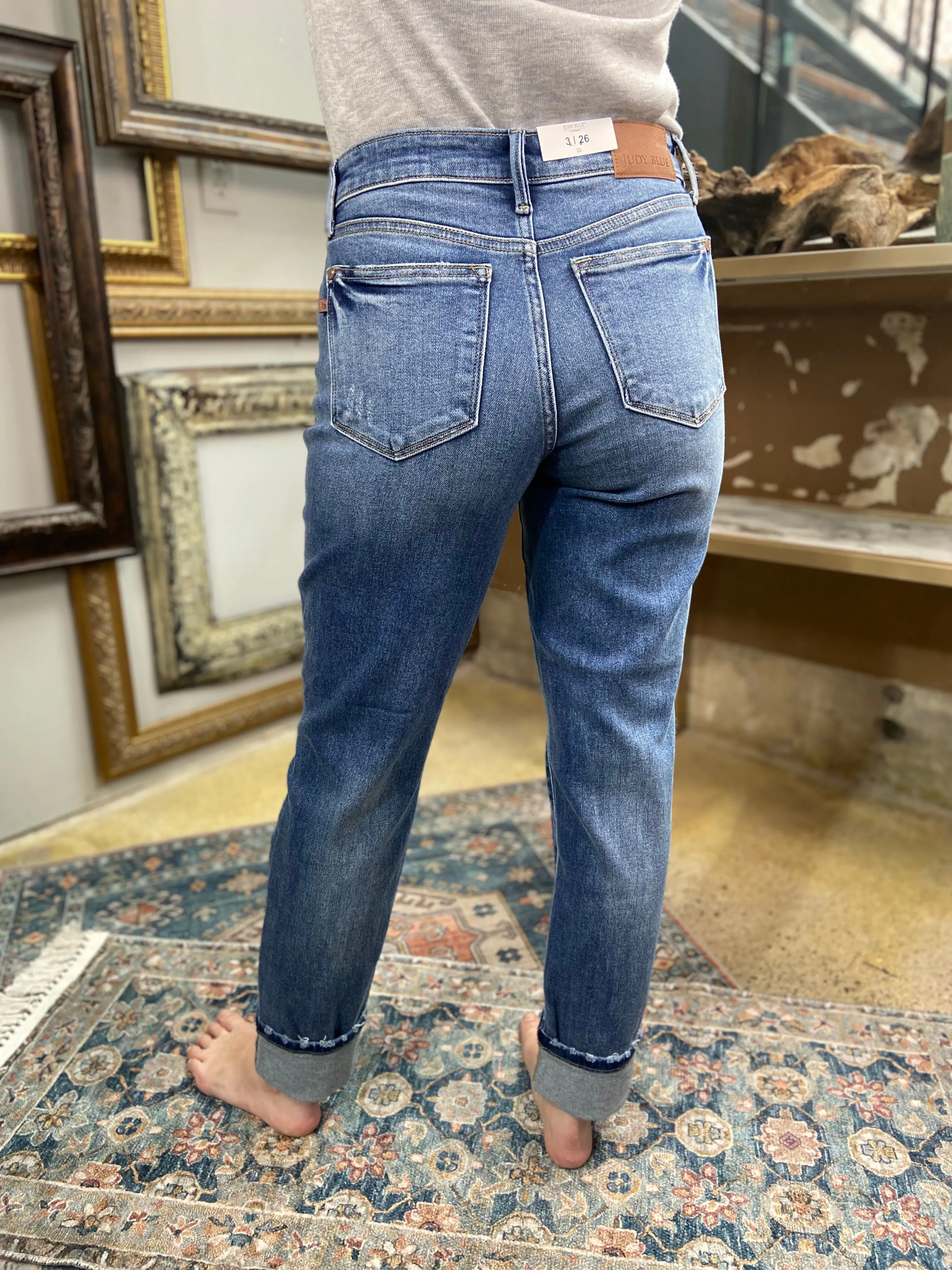 Wesley Judy Blue Boyfriend Jeans with Cuff