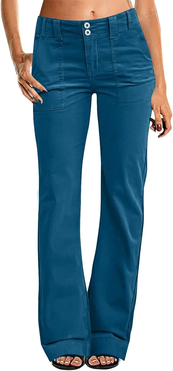 Wide Leg Pants for Women, Straight Leg High Waisted Pants Wide Baggy