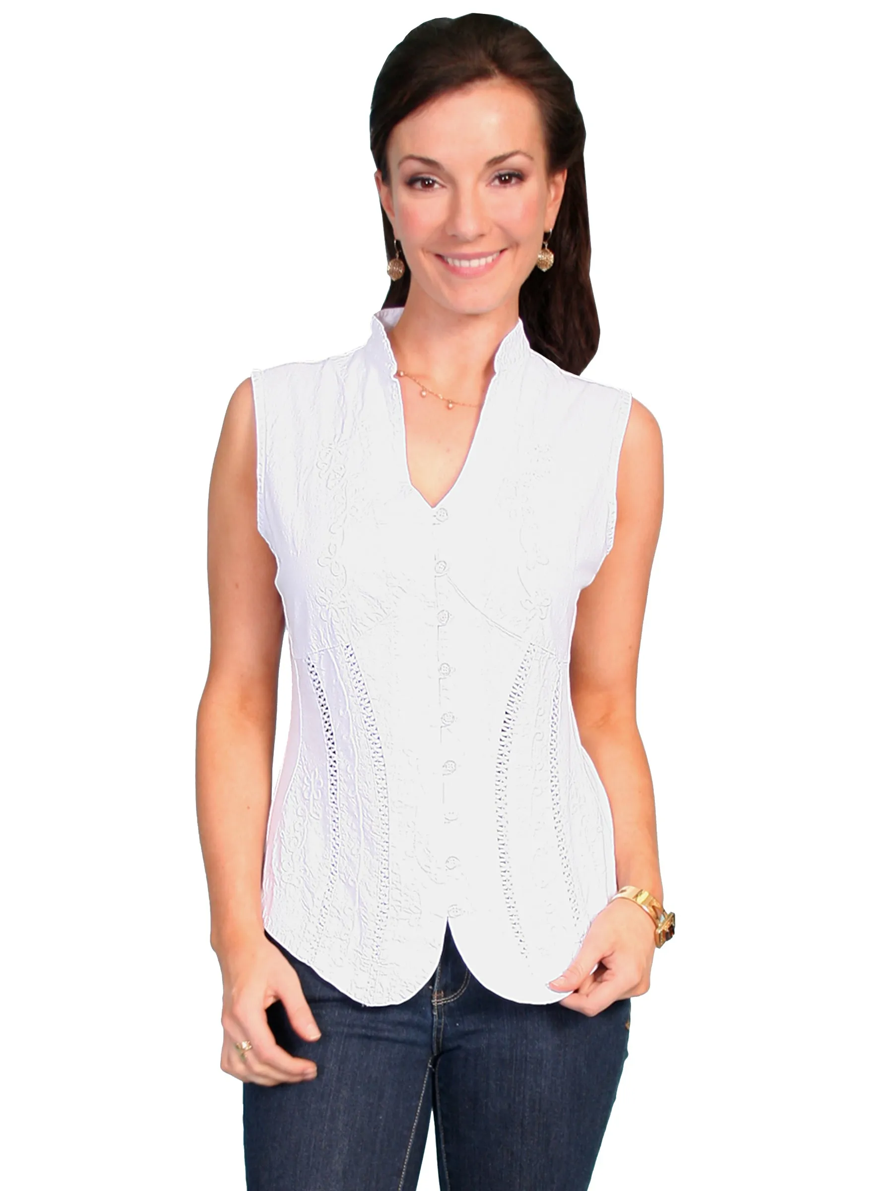 Women's Cantina Collection Top: Sleeveless Button Front