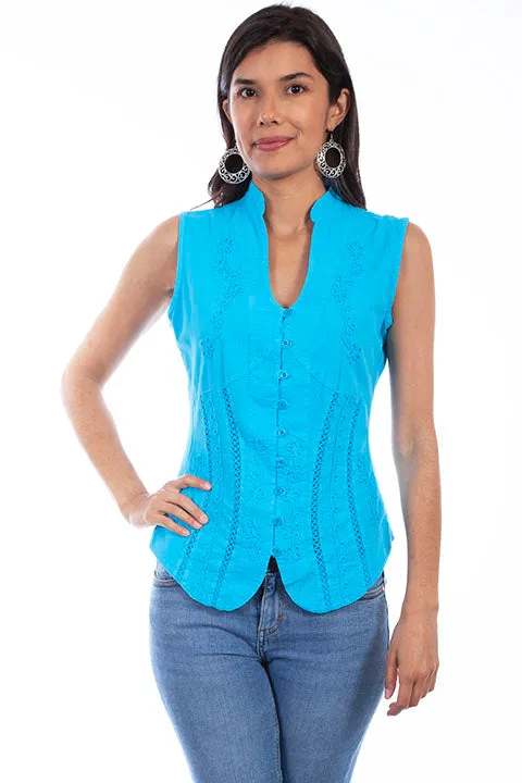 Women's Cantina Collection Top: Sleeveless Button Front