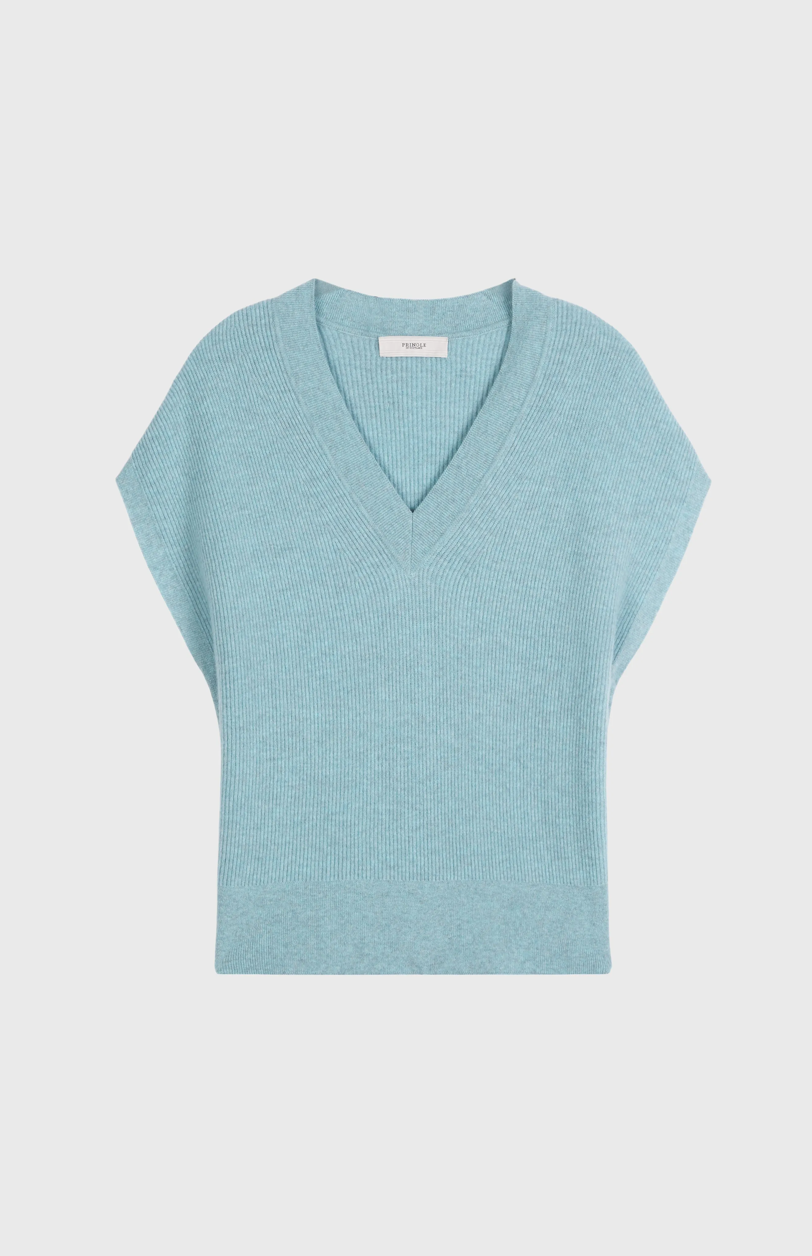 Women's Cashmere Blend V Neck Sleeveless Jumper In Aqua Melange