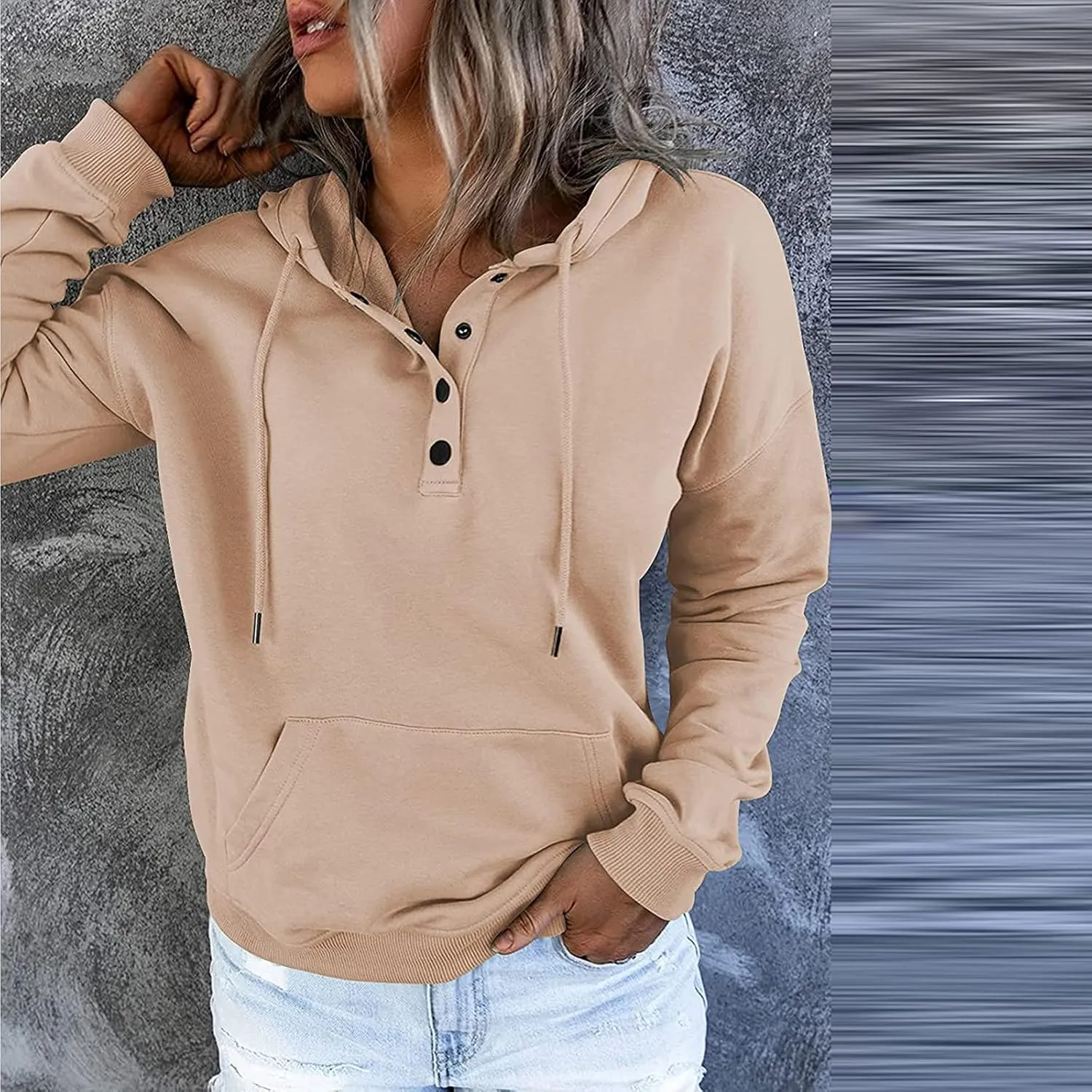 Womens Casual Hoodies Pullover Tops,2022 Fall Clothes Drawstring Long Sleeve Sweatshirts with Pocket