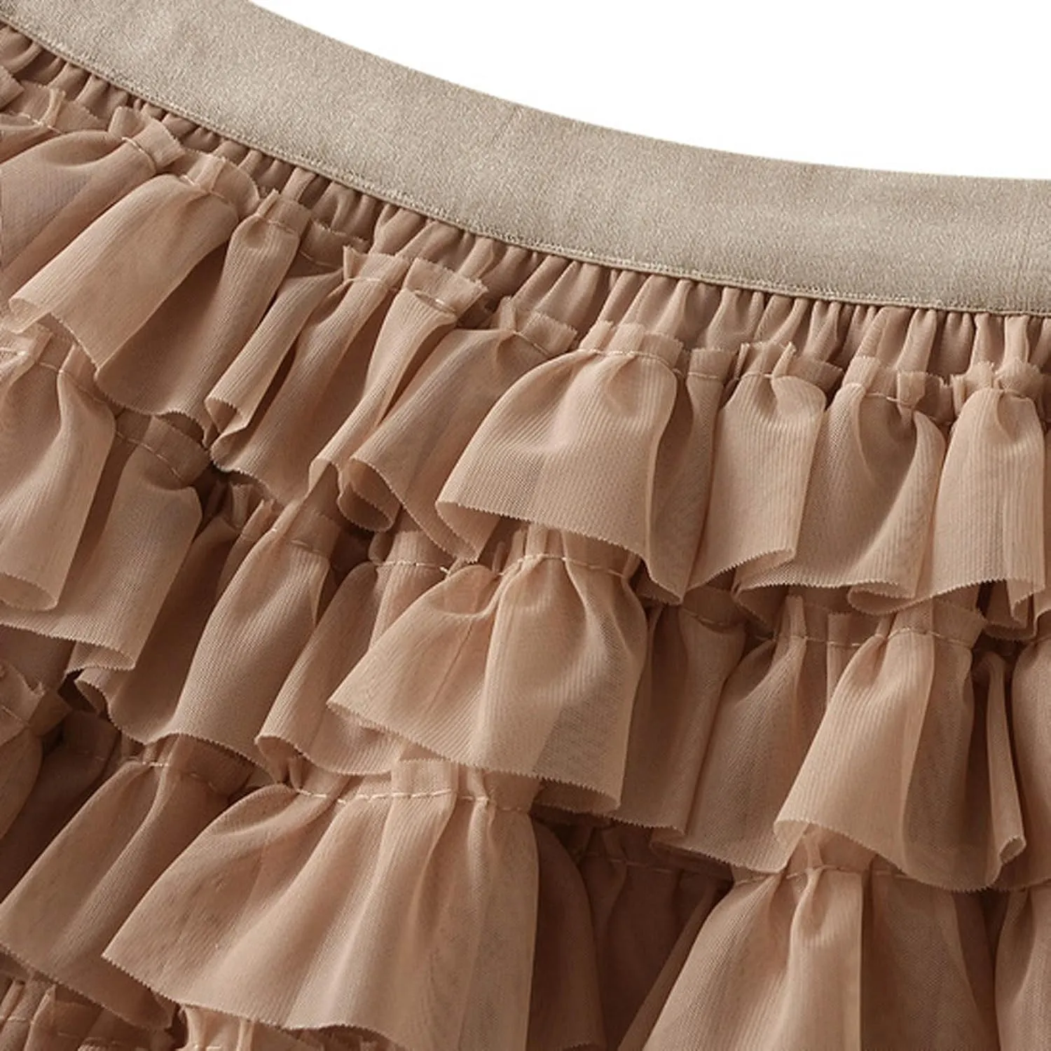 Women's Cute Fashion Layered Cake Short Skirts Summer High Waist Casual Solid Ruffled Half-Body Skirt 2025 Basic