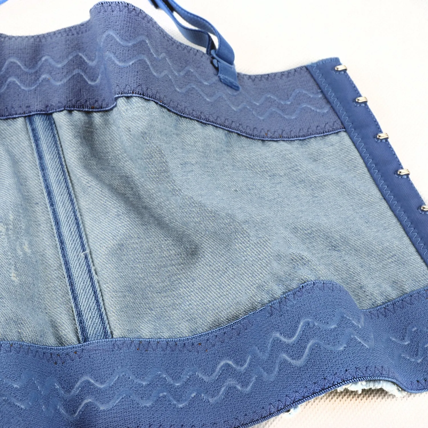 Women's Deium Bustier Crop Top Jean Corset Top Bra with Detachable Straps