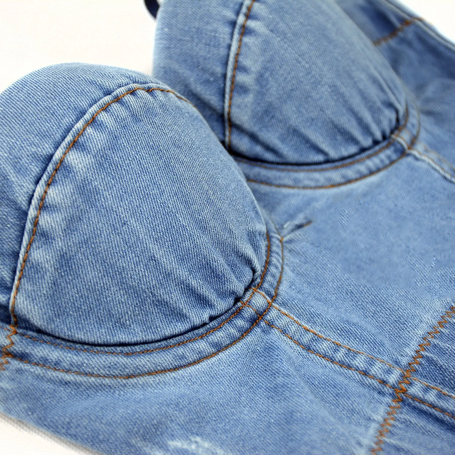 Women's Deium Bustier Crop Top Jean Corset Top Bra with Detachable Straps