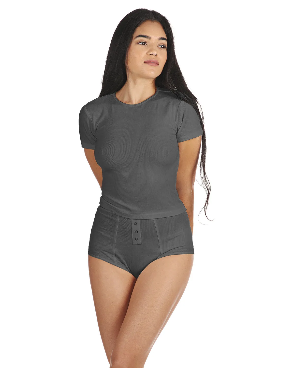 Women's Luxe Rib T-Shirt and Full Coverage Brief Set
