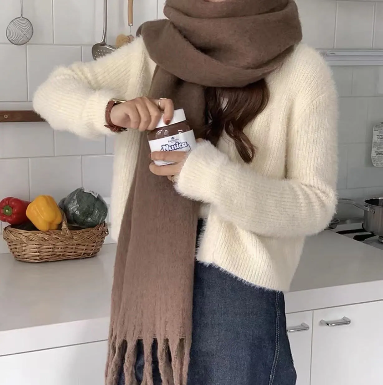 Women's Mohair Winter Scarf – Thick Warm Shawl