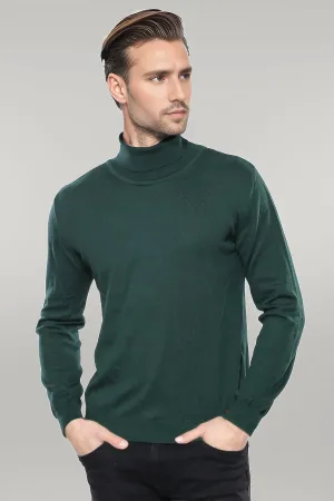 WSS Turtleneck Green Men Sweater  - Singen