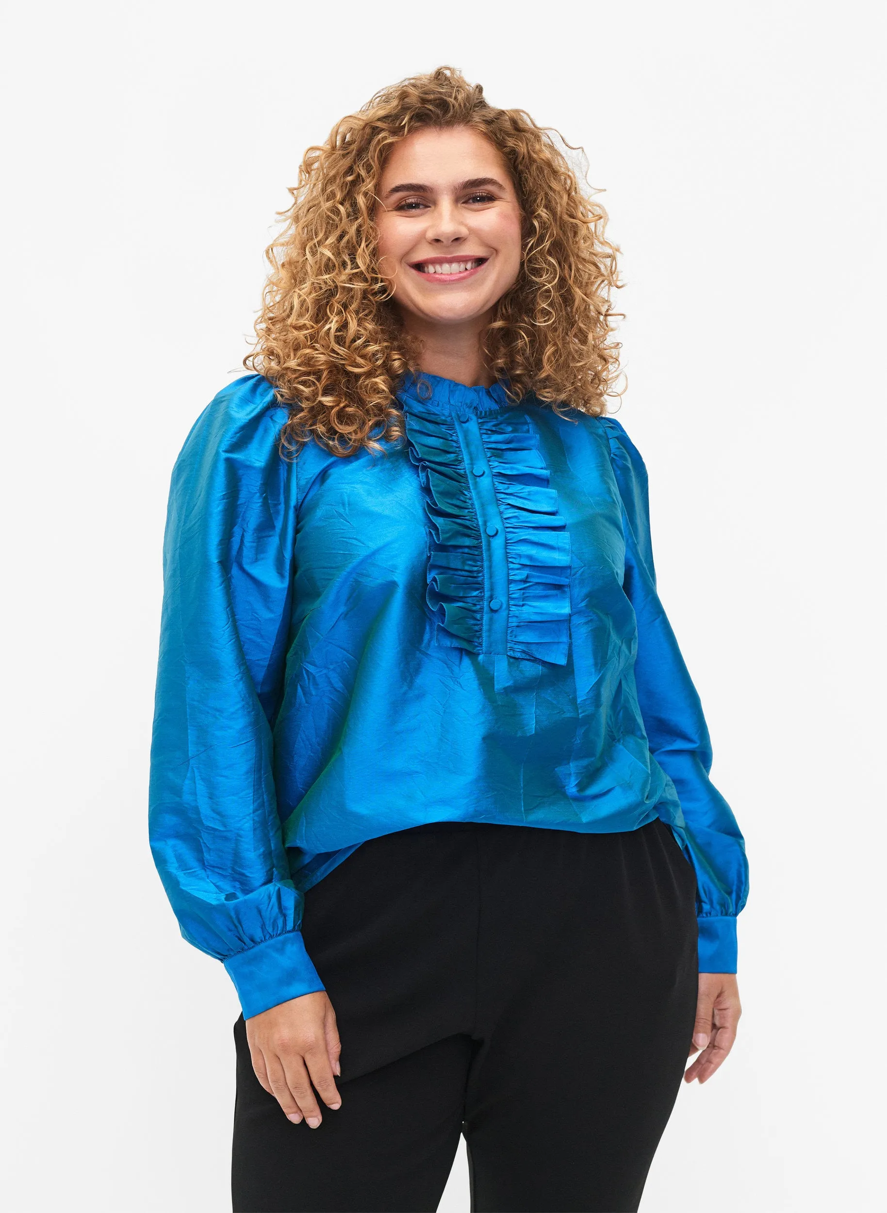 Zizzi Julia Blouse in Blue