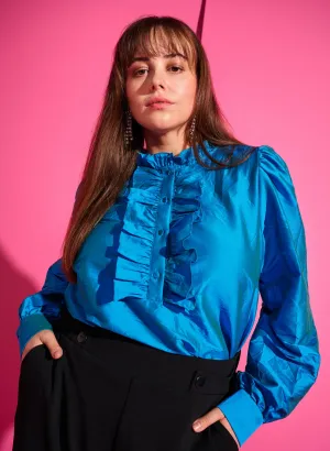 Zizzi Julia Blouse in Blue